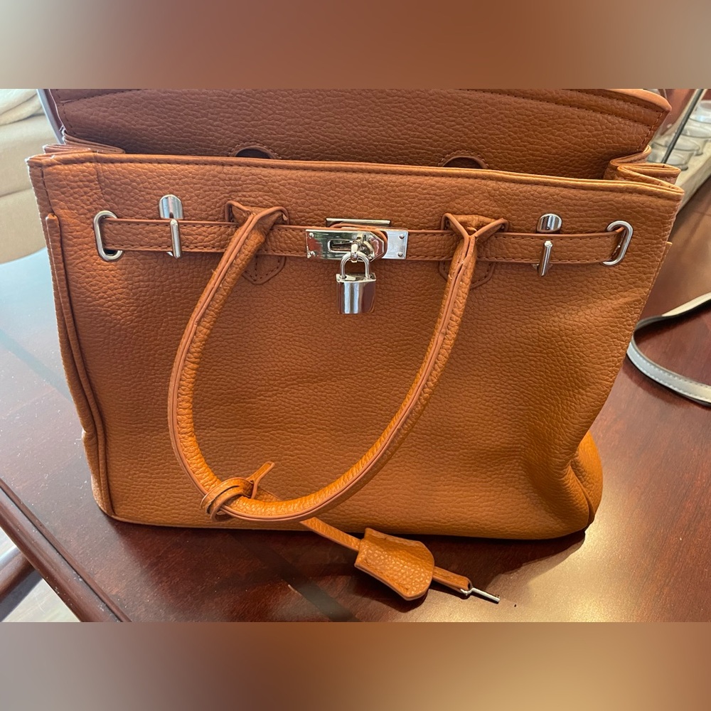 Lock and Key Brown Handbag Satchel